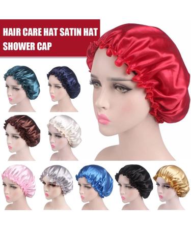 Women Satin Silk Sleeping Hat - Black Shower Cap for Lady Night Hair Care - Buy Online on GoSupps.com