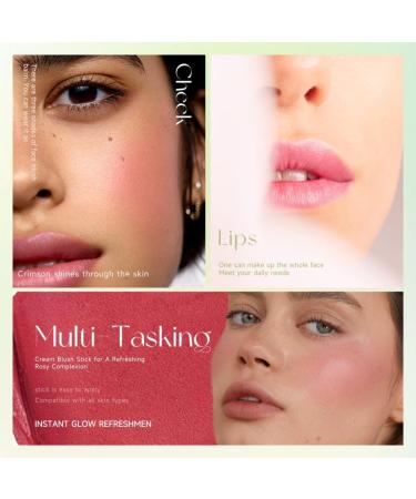 Multi-Use Makeup Blush Stick Beauty Solid Moisturizer Stick Waterproof Natural Nude Makeup Tinted Solid Moisturizer Stick for Eyes Lips Cheek (Rose red 30g) - Buy Online on GoSupps.com