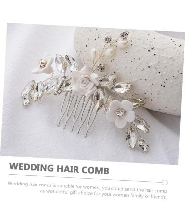 DOITOOL Floral Hair Comb Wedding Bride Hair Comb Bride Hair Accessories Flower Hair Comb Hair Accessories for Wedding Rhinestone Hair Accessories Hair Side Comb Manual Miss Veil - Buy Online on GoSupps.com
