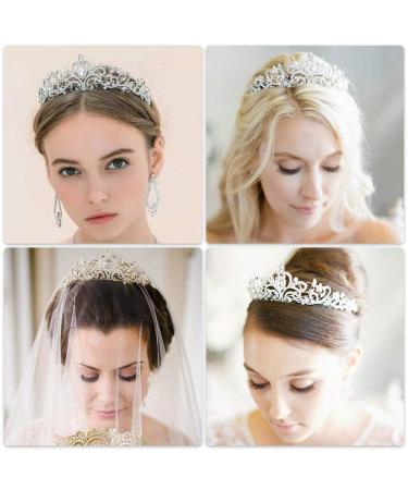 Makone Crystal Queen Crown for Women and Girls - Princess Tiara Headband for Wedding, Birthday, Halloween Costume - Silver - Buy Online on GoSupps.com