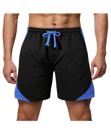 Ronony men shorts short trousers quickly drying breathable sports pants pockets men running fitness gym sport shorts with cording train training shorts m 001#blue
