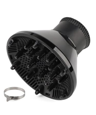 Segbeauty Blow Dryer Diffuser, Professional Hair Dryer Diffuser Attachment for Long Natural Wavy Curly Hair, Styling Frizz-free Fast Drying Diffuser with 1.58-2.16 inches Large Nozzle - Black Large-1.58-2.16in/4-5.5cm-Black