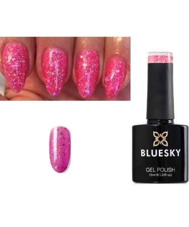 Bluesky Gel Nail Polish PINK GLITTER Pink Multi Glitter Diamond Sparkle Spring Summer Color BLZ04 UV LED Soak Off 10ml