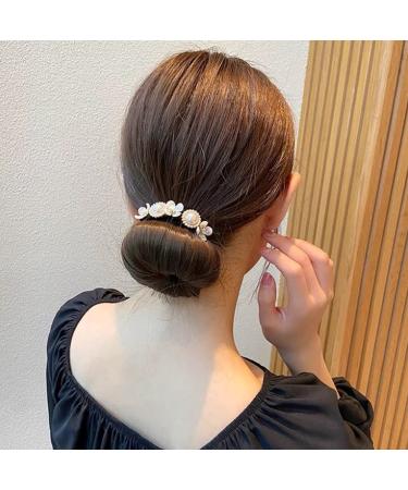 4PCS Women Magic Hair Bun Maker with Pearl and Flower - Hair Styling Tool - Buy Online on GoSupps.com