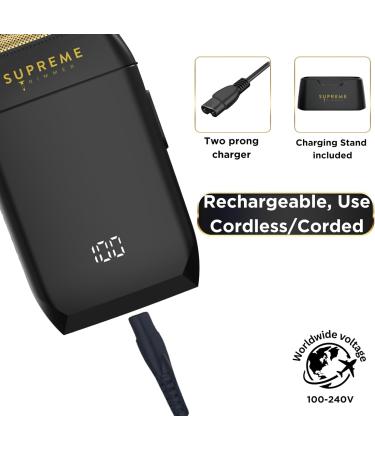 Supreme Trimmer Crunch Mens Foil Shaver STF602 | 150 Min Run Time | Waterproof Electric Razor for Short Hair & Stubble - Perfect for Barbers | Black - Buy Online on GoSupps.com