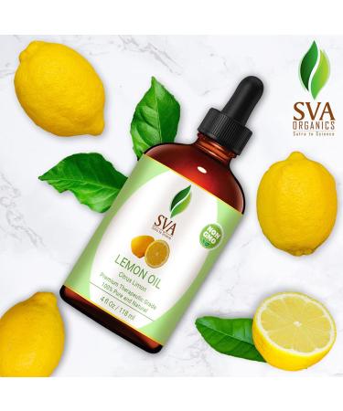 SVA 100% Pure Cold Pressed Lemon Essential Oil 4 OZ (118 ML) - Virgin/Unrefined for Hair, Skin Care, Aromatherapy - Buy Online on GoSupps.com