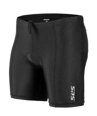 SLS3 Triathlon Shorts Mens - Tri Short Men - 2 Pockets FRT - Designed by Athletes Black Medium