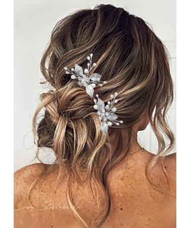 Edary Crystal Hairpins for Bride - Elegant Wedding Hair Accessories - Silver Hair Clips (Set of 2) - Buy Online on GoSupps.com