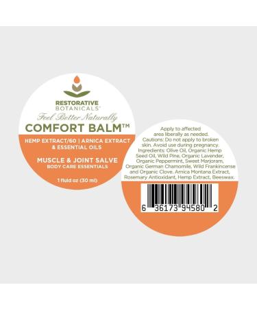 Restorative Botanicals 60mg Hemp Oil Salve with Arnica, 1oz - Soothing Comfort Balm - Buy Online on GoSupps.com