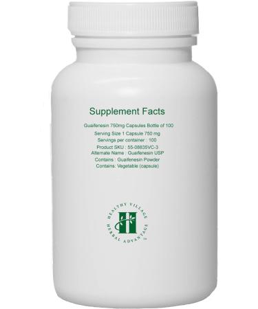 Guaifenesin 750mg Vegetable Capsules - Pure Formula, 100 Count - Buy Online on GoSupps.com