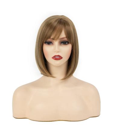 Short Blonde Bob Wig with Flat Bangs - Synthetic Classic Bob for Women - XIUFAXIRUSI - Buy Online on GoSupps.com