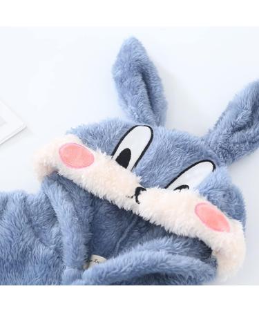 Shop Miyanuby Soft Flannel Animal Hoodie Bathrobe for Baby Boys & Girls | Cozy Nightwear Gift for 2-3 Years - #3 Rabbits Blue - Buy Online on GoSupps.com