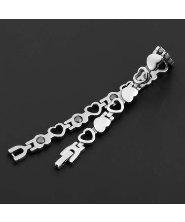 Jovivi Women's Stainless Steel Magnetic Heart Bracelet with Hematite | Silver Bangle - Perfect Gift - Buy Online on GoSupps.com