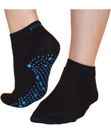 FitSox Anti-Slip Pilates Yoga Martial Arts Gym & Dance Socks - Prevent Falls in Black/Blue - International Shipping - Buy Online on GoSupps.com