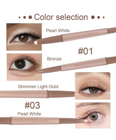 Shimmer Pearl White Cream Eyeshadow Stick and Bronze Eye Liner Pencil - 2Pcs Set | Light Gold Cream Eyeshadow Stick and White Eyeliner Pencil - Highlighter Eye Shadow Liner Crayon Duo - Pack of 1 - Buy Online on GoSupps.com