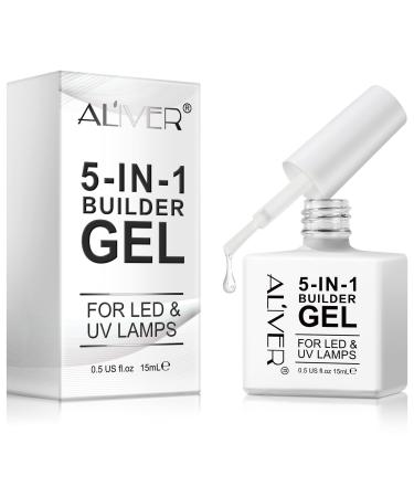 Builder Gel for Nails 5 in 1 Gel Builder for Nails Strengthener UV/LED Nail Polish Gel for Nail Art Decoration Professional Manicure False Nails Builder Gel (Clear color)
