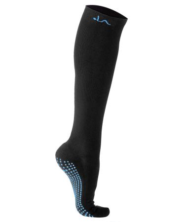 La Active compression stockings anti -slip for women men - 15-20 mmHg - knee support stocking socks trombosis socks - travel flight sports hospital pregnancy 36-41 black and blue - 1 pair