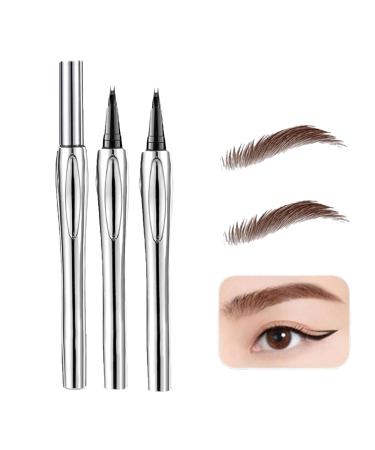 Cooklesa Eyebrow Natural Waterproof Eyebrow Pen With Microfine Tip Two-Pronged Eyebrow Pencil with Micro-fork Tip 3D Waterproof Microblading Eyebrow Pen (2 * 01) 2*01