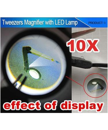 ZHYH Lighted Folding Eyebrow Magnifier with Tweezers - Portable 10x Magnification, LED Light, 6x2.5cm Design - Buy Online on GoSupps.com
