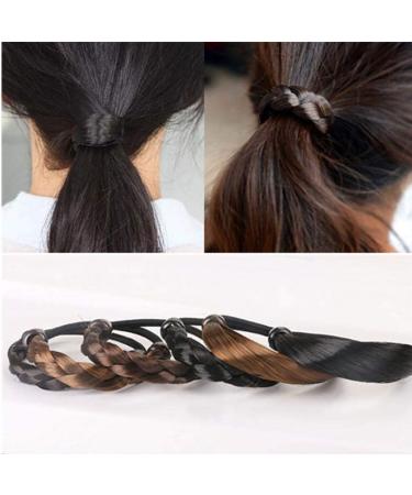 Wig Hair Rings Faux Hair Ponytail Holders Hairpiece Hair Band Woman Elastic Rubber Bands Ponytail Wrap Hair Accessory for Girls(black) - Buy Online on GoSupps.com