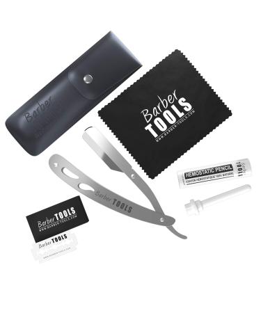 Razor Men Beard Razor Set - Silver Barber Razor with Replaceable Blades & Carrying Case for Perfect Grooming | International Shipping Available - Buy Online on GoSupps.com