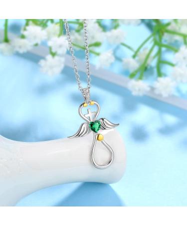 Cute Cat Necklace with Sparkling Zirconia Crystal Birthstone Pendant Necklace for Girls Womens White Gold Over 925 Sterling Silver Animal Necklace Birthstone Jewelry Sweet Present Girlfriend Sisters D Emerald Pendant - Buy Online on GoSupps.com