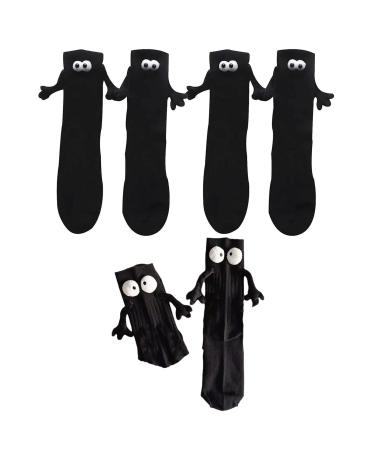 MQSHUHENMY Magnetic Suction 3D Doll Couple Socks Magnetic Hand Holding Socks 2023 Funny Socks for Women Men Unisex Sock A 3 Pairs Black