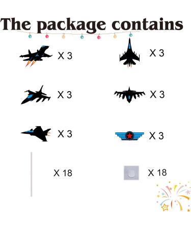 18pcs Military Airplane Cupcake Toppers Fighter Jet Party Supplies for Men Boy Air Force Party Decorations Black Blue Glitter Travel Theme Cool Plane Aircraft Cake Decor - Buy Online on GoSupps.com