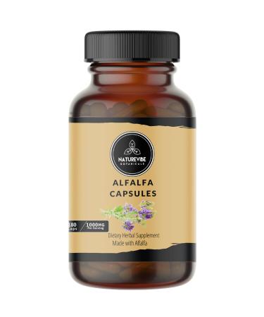 Naturevibe Botanicals Alfalfa Capsules Premium 180 Veg Capsules | 1000mg Per Serving | Nutritionally Abundant | Made with Pure Herb Alfalfa Powder