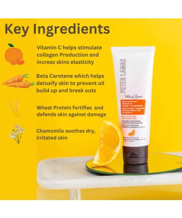 Peter Lamas Naturals Detoxifying Citrus C Facial Cleanser - 2 Pack (4 Fl Oz) | Vitamin C & Beta Carotene for Softer Younger Skin | Vegan & Gluten-Free - Buy Online on GoSupps.com