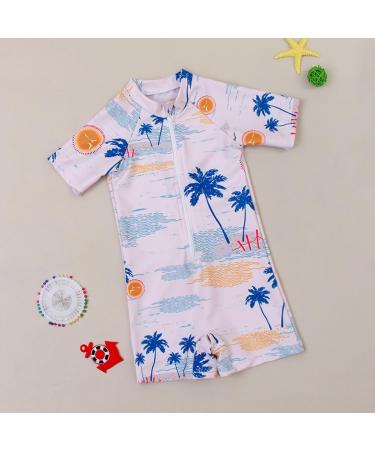 Baby Boy Swimsuit Rash Guard One Piece Beach Swimwear Shark Print Shorts 18-24 Months - Beige - Buy Online on GoSupps.com
