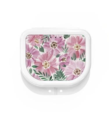 HOUSYLOVE Retainer Case 1 Pack White Classic Scratch Resistant Night Guard Case with Floral Patterns