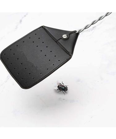 Fly Swatter with Metal Handle Heavy Duty Leather Swatter Swatter for Indoor Outdoor Household Fly Swatter Fly Swatter for Outdoor Indoor Home Kitchen Living Room Heavy Duty with Long Black - Buy Online on GoSupps.com