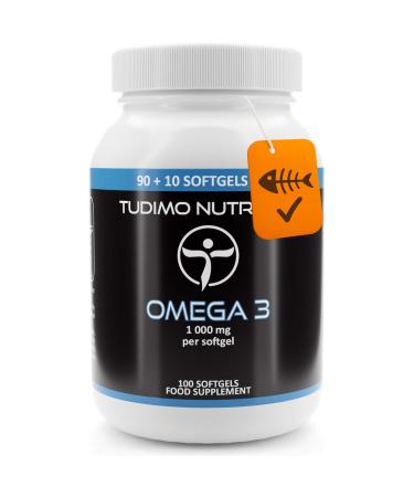 TUDIMO Omega 3 1000 mg per Softgel 100 pcs 3+ Month Supply of Rapid Disintegrating Softgel Capsules each with 1000mg Premium Quality Fish Oil