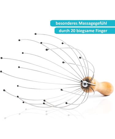 Fuchsi Head Spider Massager | High-Quality Wooden Handle | 20 Soft Metal Sensors for Ultimate Relaxation - Buy Online on GoSupps.com