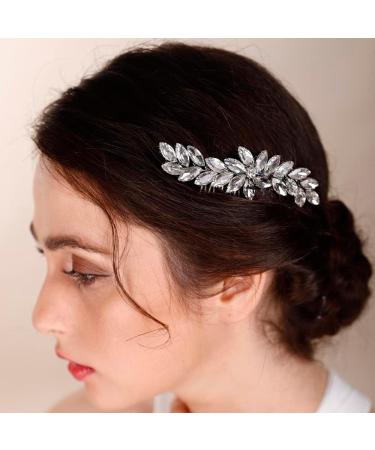 BERYUAN Women Crystal Flowers Hair Comb Teardrop Rhinestone Hair Comb for Wedding Women and Girls Hair Comb Slide Bride Hair Accessories for Brides Bridemaids (AB) - Buy Online on GoSupps.com