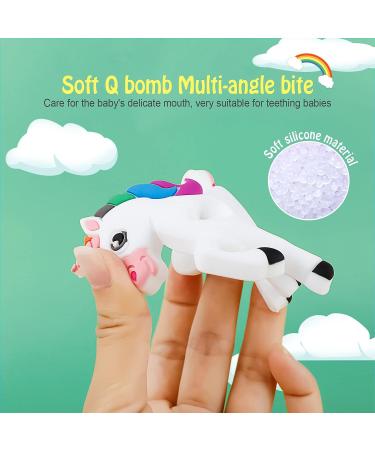 HAOBAOBEI Infant Unicorn Teether Toy - Natural Organic Silicone Teething Toy for Infants and Toddlers - Freezer Safe - White (1 Pack) - Buy Online on GoSupps.com