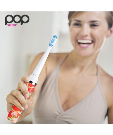 Shop Pop Sonic Electric Toothbrush - Red Floral Travel Brush for Kids | 2 Speed 15 000-30 000 Strokes/Minute | Buy Internationally Online - Buy Online on GoSupps.com
