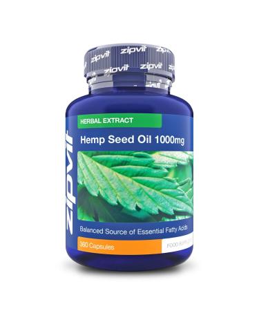 Hemp Oil 1000mg Supplement 360 Softgel Capsules of Hemp Seed Oil. 12 Months Supply.