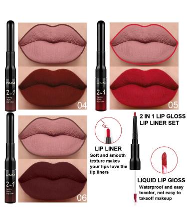 Dark Brown Red Matte Lip Liner and Liquid Lipstick Set for Women | Long Lasting Waterproof Lipstick Packs for Dark Skin | 24 Hour Stay on Lipstick | Matte Lip Stain Lipgloss Sets | 3Pcs by evpct DNM - Buy Online on GoSupps.com
