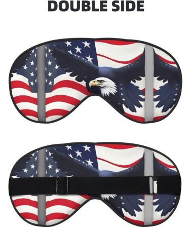 American Flag Eagle Double-Sided Sleep Eye Mask | Comfortable Blindfold with Adjustable Strap - Light Blocking Black - Buy Online on GoSupps.com