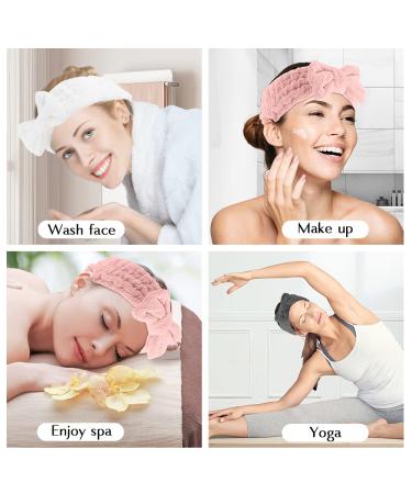 QEYMN Spa Headband 3 Pack for Women - Soft Microfiber Coral Fleece Face Wash Headband - Facial Makeup & Skincare Headbands in White, Light Orange, and Dark Grey - Buy Online on GoSupps.com