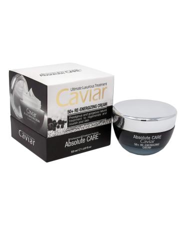 CAVIAR 50+ RE-ENERGIZING CREAM with pure Hyaluronic Acid Vitamin E Shea Butter Olive Oil 1.69 FL OZ
