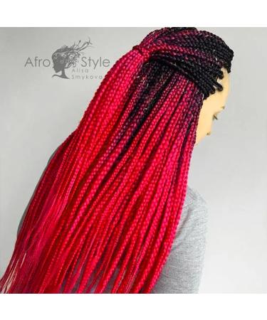 Aomig Braids Extensions - 24 Strands Artificial Hair for Box Braids | Black & Burgundy Red Braiding Hair - Buy Online on GoSupps.com