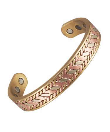 Enermagix magnetic copper bracelets for men and women 99.9 % solid copper magnetic cuffs with powerful magnets (3513 Gauss each)