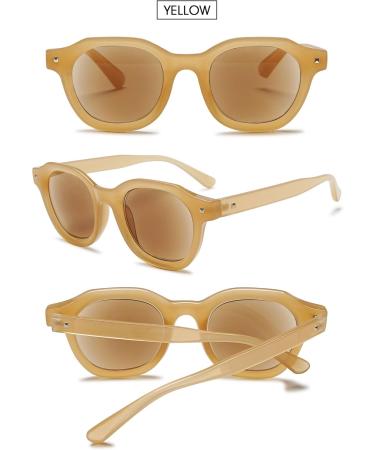 Vevesmundo Women s Retro Round Sunglasses - Blue Light Filter Reading Glasses with 1.0x Visual Strength & UV Protection - Yellow Sunny Glasses for Eye Health - Buy Online on GoSupps.com