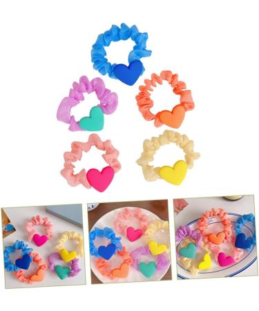 FRCOLOR Girl Hair Ties Heart Ruffled Hair Tie Heart Charm Hair Tie hair Women Scrunchies hair ties for girls scrunchies for women Ponytail Holders women's sweet cloth hair - Buy Online on GoSupps.com