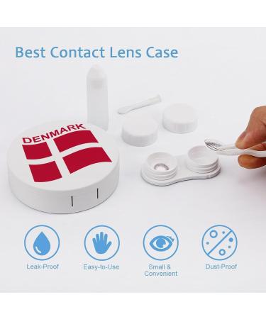 Denmark Flag Round Contact Lens Kit - Portable Storage Box with Mirror | Cute Lens Holder - Buy Online on GoSupps.com