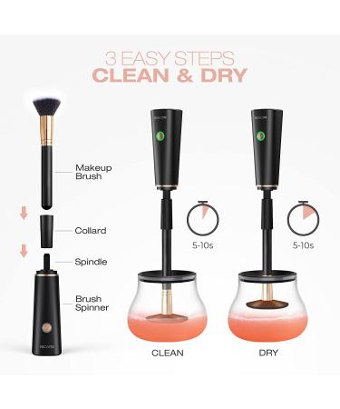 NICARE Electric Makeup Brush Cleaner & Dryer Machine | 8 Rubber Collars | Wash & Dry in Seconds | Deep Cleaning for Cosmetic Brushes (Black) - Buy Online on GoSupps.com
