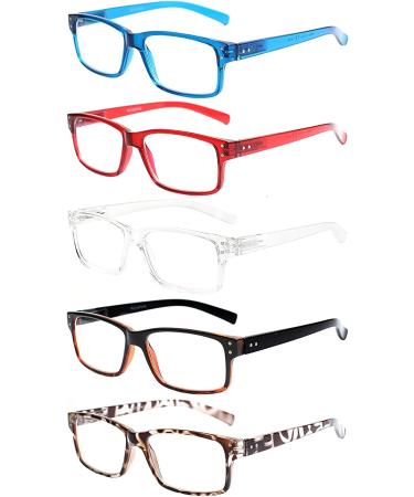 5 Pair Blue Light Blocking Reading Glasses with Spring Hinge | Lightweight Quality Eyeglasses for Women Men | Mix Color-2 1.75x Readers - Buy Online on GoSupps.com